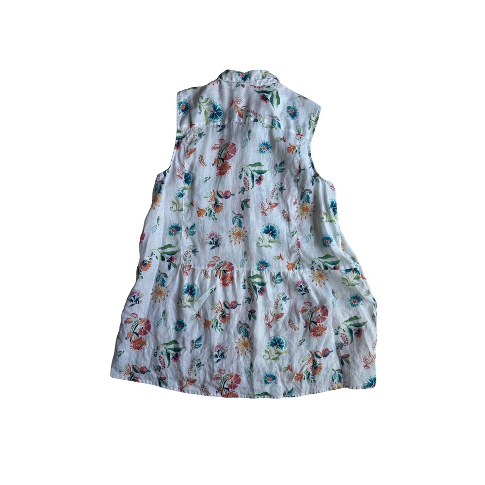 J. Jill Love Linen Floral Sleeveless Button Down Tunic Top White XL Multi-Color - Picture 8 of 8